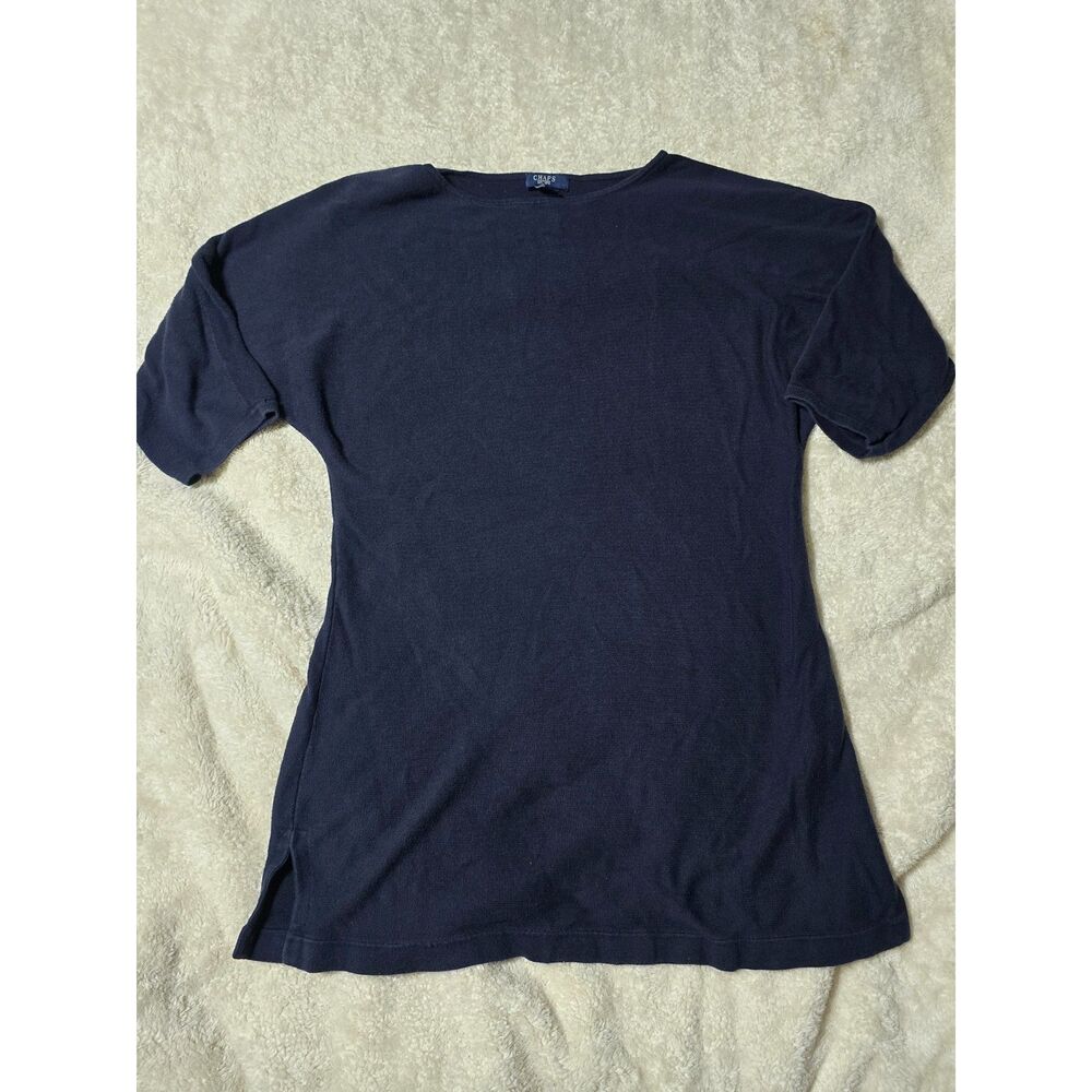 Chaps Navy Blue Cotton Modal Dolman Short Sleeve Knit Top Size Large